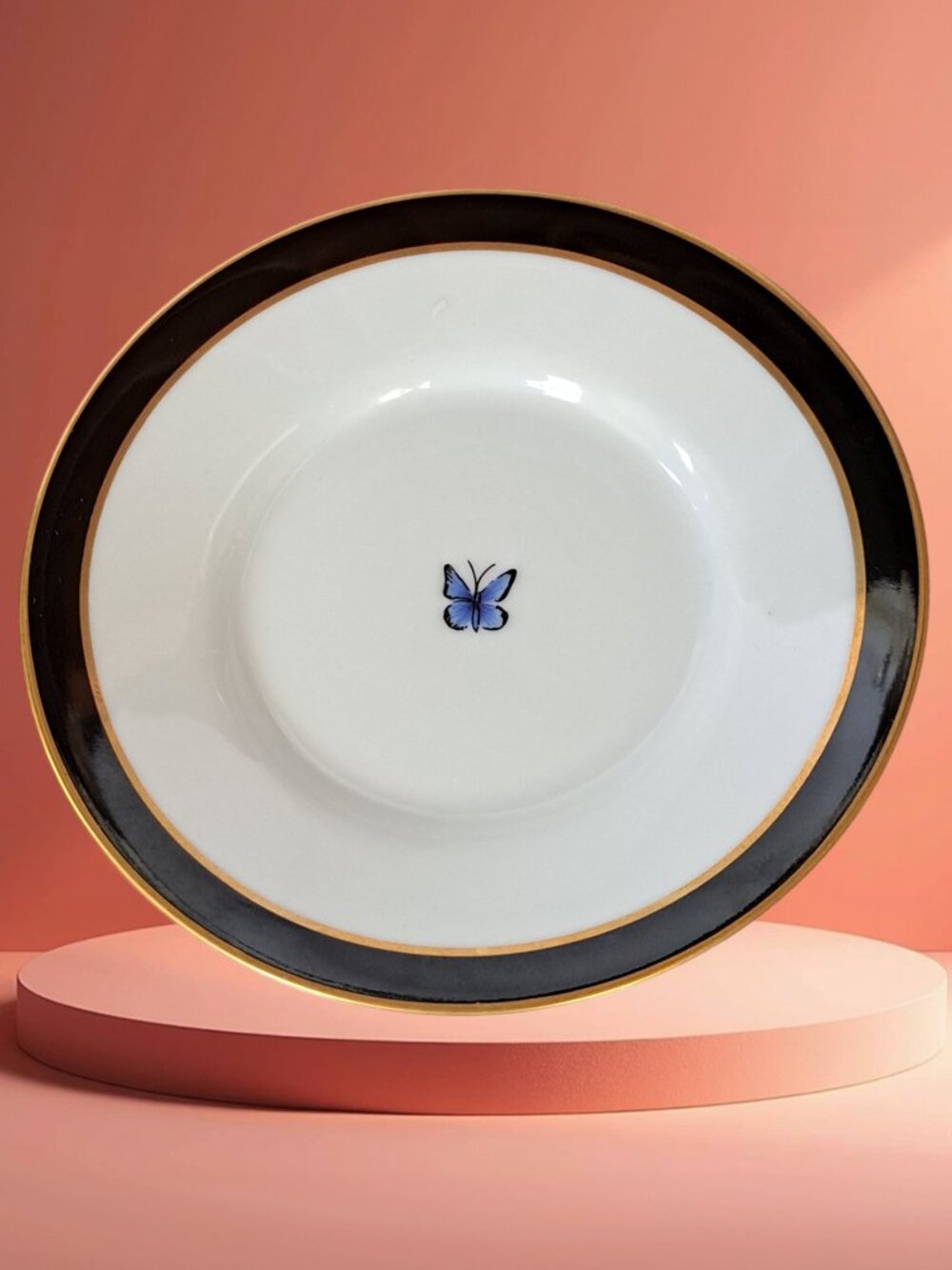 Lynn Chase 1998 Jaguar Jungle 5.5 inch Plate Saucer 24 Karat Gold Rim Butterfly